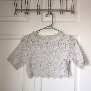 Small: LUXXEL Laced Short Sleeve Crop Top